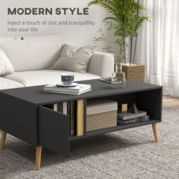 HOMCOM Coffee Table for Living Room Centre Table with Storage Compartments in Grey - thumbnail 4