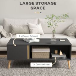 HOMCOM Coffee Table for Living Room Centre Table with Storage Compartments in Grey - thumbnail 5
