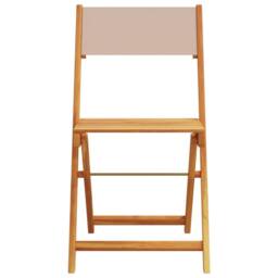 Berkfield Home Beautiful Folding Garden Chairs 6 pcs Taupe Fabric & Solid Wood - thumbnail 4