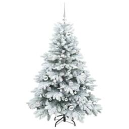 Berkfield Home Beautiful Artificial Christmas Tree with 150 LEDs Green 150 cm PE in White - thumbnail 4