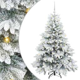 Berkfield Home Beautiful Artificial Christmas Tree with 150 LEDs Green 150 cm PE in White - thumbnail 3