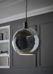 ValueLights Dolly Disco Ball Easy Fit Ceiling Pendant Light Lamp Shade & Bulb in Metallic Silver