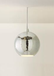 ValueLights Dolly Disco Ball Easy Fit Ceiling Pendant Light Lamp Shade & Bulb in Metallic Silver - thumbnail 2