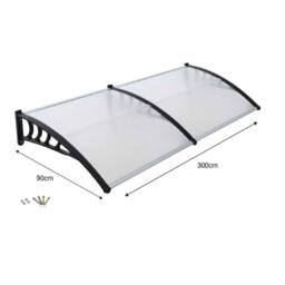 Gr8 Garden Door Canopy Porch Rain Protector Awning Lean-To Roof Shelter 90 X 300cm in Clear - Size: 90 X 300 cm - thumbnail 3
