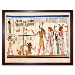 "Artery8 Ancient Egyptian Heiroglyphics Horus Thoth Anubis Mural Framed Art in Brown - Size: W12"" x H16""" - thumbnail 1