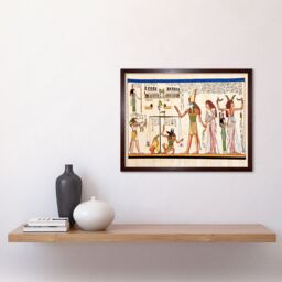 "Artery8 Ancient Egyptian Heiroglyphics Horus Thoth Anubis Mural Framed Art in Brown - Size: W12"" x H16""" - thumbnail 2