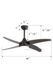 Living and Home 4 Blade LED Fan Ceiling Light in Black - thumbnail 4