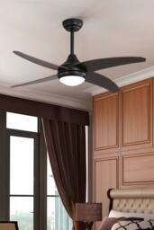 Living and Home 4 Blade LED Fan Ceiling Light in Black - thumbnail 2