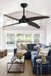 Living and Home 4 Blade LED Fan Ceiling Light in Black - thumbnail 1