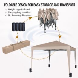 MCC Direct 3x3m Pop up Garden Gazebo Party Tent Marquee with Storage Bag in Beige - thumbnail 2