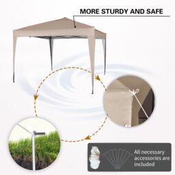 MCC Direct 3x3m Pop up Garden Gazebo Party Tent Marquee with Storage Bag in Beige - thumbnail 3
