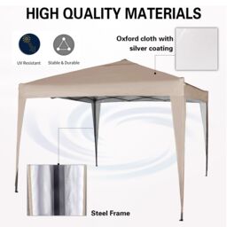 MCC Direct 3x3m Pop up Garden Gazebo Party Tent Marquee with Storage Bag in Beige - thumbnail 5