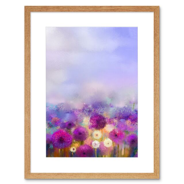 "Artery8 Wall Art Print Field of Onion Flowers Art Framed 9x7 inch in Beige - Size: W7"" x H9""" - image 1