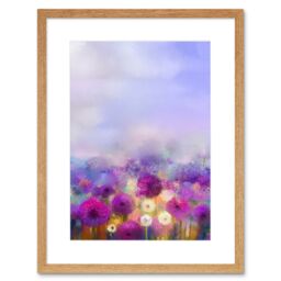 "Artery8 Wall Art Print Field of Onion Flowers Art Framed 9x7 inch in Beige - Size: W7"" x H9""" - thumbnail 1