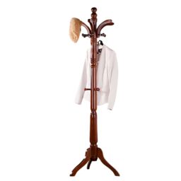 Modcraft Tall Vintage Wooden Coat Stand - 6ft with 13 Hooks for Hats in Dark Brown - thumbnail 4