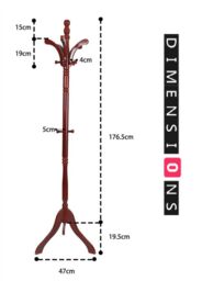 Modcraft Tall Vintage Wooden Coat Stand - 6ft with 13 Hooks for Hats in Dark Brown - thumbnail 3