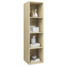 Berkfield Home Wall-mounted TV Cabinet Sonoma Oak 37x37x142.5 cm Engineered Wood in Light Tan - thumbnail 3