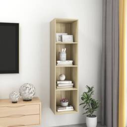 Berkfield Home Wall-mounted TV Cabinet Sonoma Oak 37x37x142.5 cm Engineered Wood in Light Tan - thumbnail 6