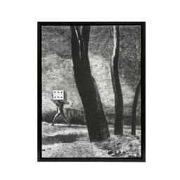 "Artery8 The Gambler Charcoal Painting Redon Black Framed Canvas Wall Art in Grey - Size: W24"" x H32""" - thumbnail 1
