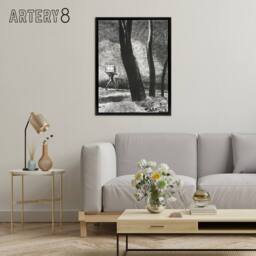 "Artery8 The Gambler Charcoal Painting Redon Black Framed Canvas Wall Art in Grey - Size: W24"" x H32""" - thumbnail 3