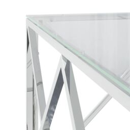 Berkfield Home Coffee Table 80x80x40 cm Stainless Steel & Glass in Silver - Size: 80 x 80 x 40 cm - thumbnail 5