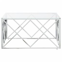 Berkfield Home Coffee Table 80x80x40 cm Stainless Steel & Glass in Silver - Size: 80 x 80 x 40 cm - thumbnail 4