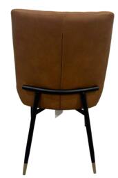 IH Design Leather Steel Dining Chairs Set of 2 Tan Diamond Quilted - thumbnail 5