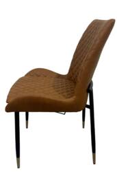 IH Design Leather Steel Dining Chairs Set of 2 Tan Diamond Quilted - thumbnail 4