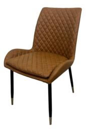 IH Design Leather Steel Dining Chairs Set of 2 Tan Diamond Quilted - thumbnail 7