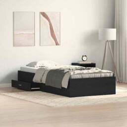 Berkfield Home Bed Frame Black Oak 90x200 cm Engineered Wood - thumbnail 2