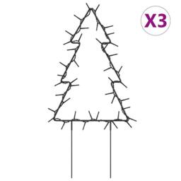 Berkfield Home Christmas Light Decorations with Spikes 3 pcs Tree 50 LEDs 30 cm in Black - thumbnail 3