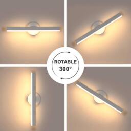 Goeco LED Bathroom Mirror Light, 12W, 300° Rotatable, LED Mirror Lamp, 3000K in White - thumbnail 5