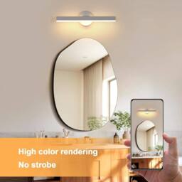 Goeco LED Bathroom Mirror Light, 12W, 300° Rotatable, LED Mirror Lamp, 3000K in White - thumbnail 3