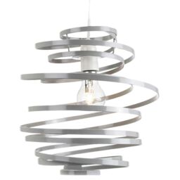 Happy Homewares Gloss Metal Double Ribbon Spiral Swirl Ceiling Light Pendant in Grey - thumbnail 3