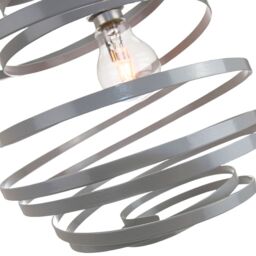 Happy Homewares Gloss Metal Double Ribbon Spiral Swirl Ceiling Light Pendant in Grey - thumbnail 2