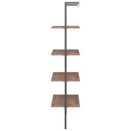 Berkfield Home 4-Tier Leaning Shelf Dark Brown & Black 64x35x152.5 cm - thumbnail 4