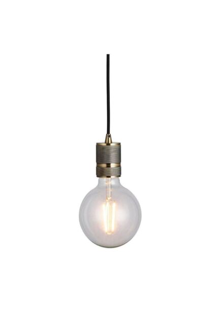 Netlighting Urban 1 Light Pendant Antique Brass Plate E27 in Gold - image 1