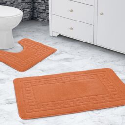 Velosso Greek Key Bathmat Set - Antislip in Orange