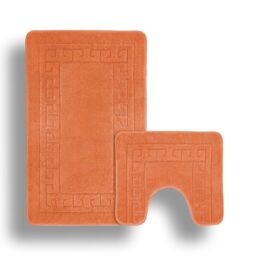 Velosso Greek Key Bathmat Set - Antislip in Orange - thumbnail 2