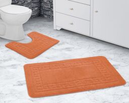 Velosso Greek Key Bathmat Set - Antislip in Orange - thumbnail 3