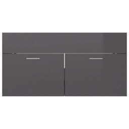 Berkfield Home Sink Cabinet High Gloss Grey 90x38.5x46 cm Engineered Wood - thumbnail 5