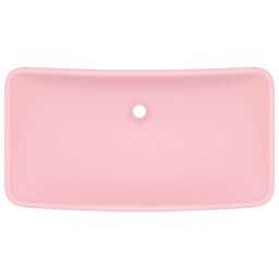 Berkfield Home Luxury Basin Rectangular Matt Pink 71x38 cm Ceramic - thumbnail 3