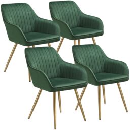 tectake Dining Chair Marilyn Set Of 2 - Dark Green/Gold in Dark Green - Size: 2 Pack