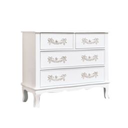 Melody Maison Antique White 4 Drawer Chest Of Drawers - Pays Blanc Range - thumbnail 1