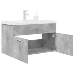 Berkfield Home Full Bathroom Sink Cabinet with Built-in Basin & Faucet Concret in Grey - thumbnail 2