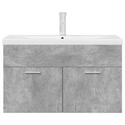 Berkfield Home Full Bathroom Sink Cabinet with Built-in Basin & Faucet Concret in Grey - thumbnail 4