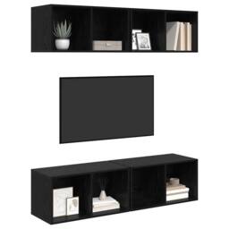 Berkfield Home Wall TV Cabinet 4 pcs Black oak 37 x 37 x 72 cm Engineered wood - thumbnail 1