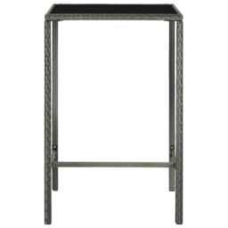Berkfield Home Garden Bar Table Grey 70x70x110 cm Poly Rattan & Glass - Size: 70 x 70 x 110 cm - thumbnail 2