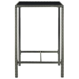 Berkfield Home Garden Bar Table Grey 70x70x110 cm Poly Rattan & Glass - Size: 70 x 70 x 110 cm - thumbnail 3