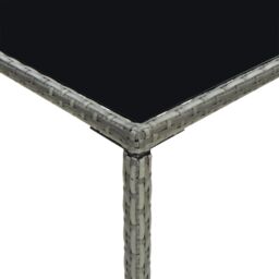 Berkfield Home Garden Bar Table Grey 70x70x110 cm Poly Rattan & Glass - Size: 70 x 70 x 110 cm - thumbnail 5